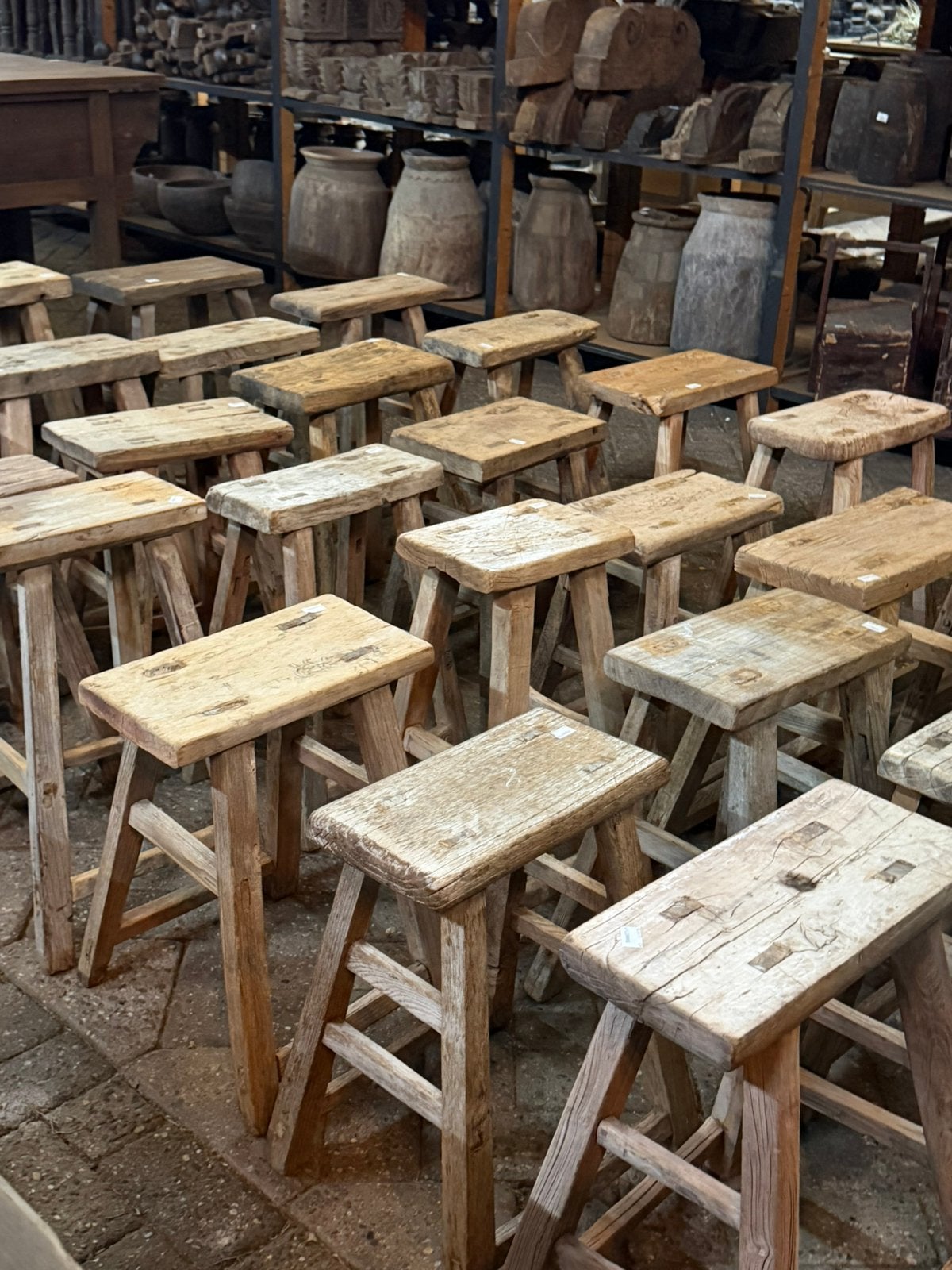 Originele oude houten chinese krukjes kruk chinese elmwood, Ophalen, Zo goed als nieuw, Nvt, Nvt