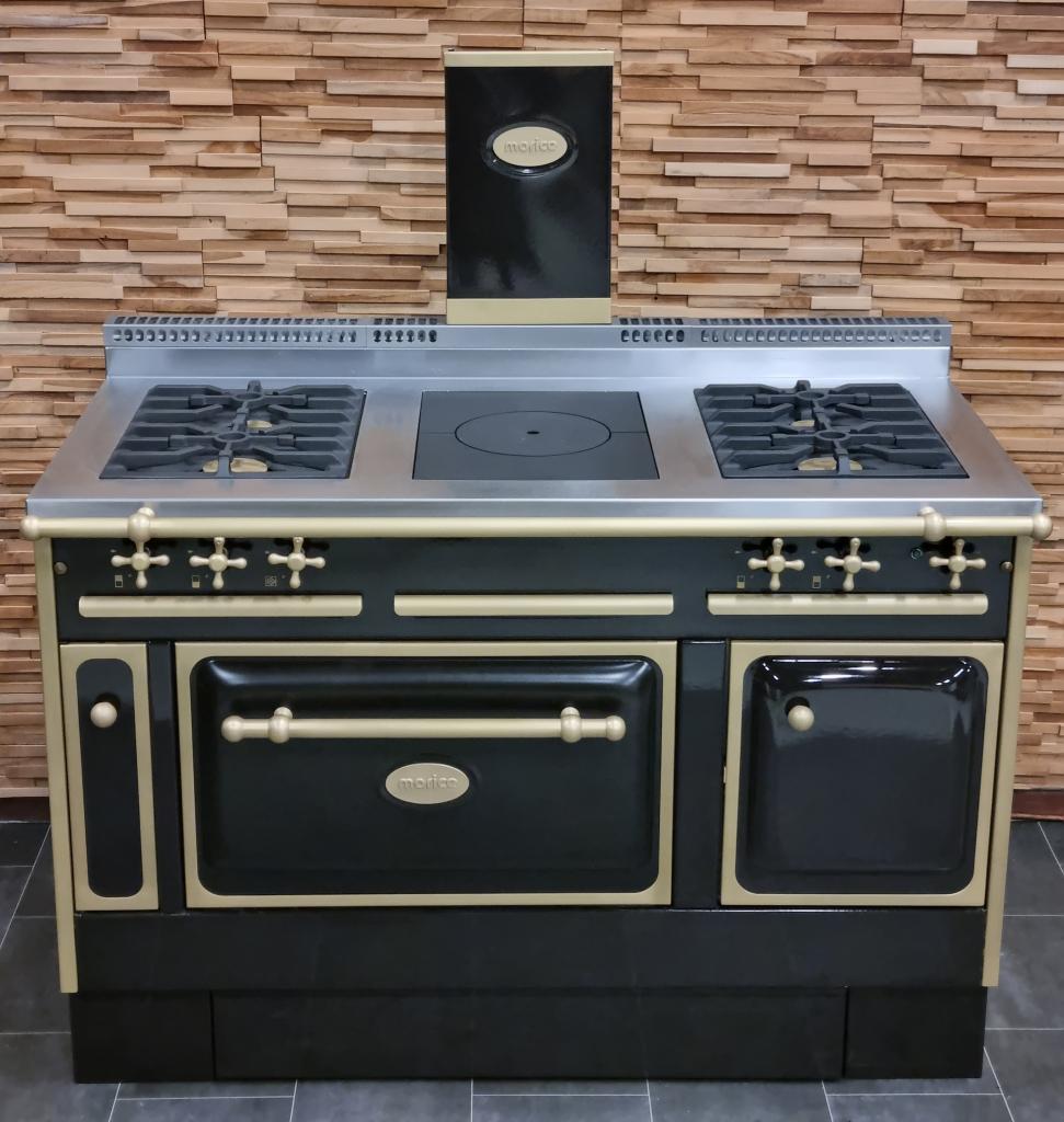 Luxe Fornuis Morice 130cm Mokka + Messing 5 pits GASOVEN, Witgoed en Apparatuur, Fornuizen, Niet ingevuld, Hete lucht, 60 cm of meer