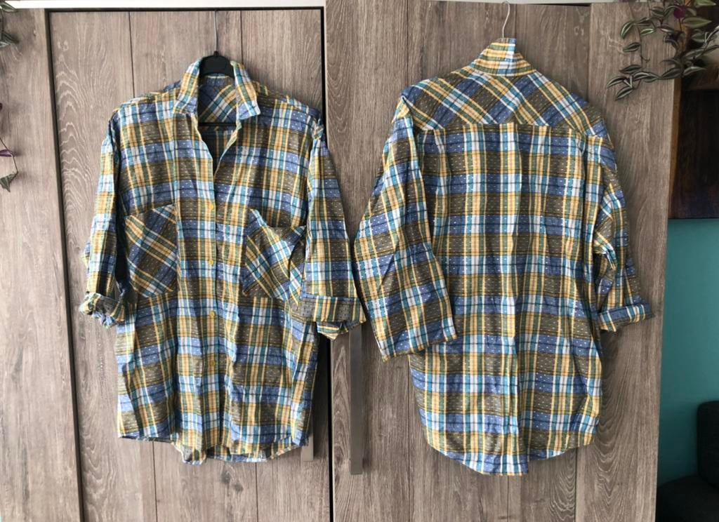 2x blouse blauw - geel / carnaval kleine loopgroep, Carnaval, Maat 42/44 (L), Ophalen of Verzenden, Zo goed als nieuw