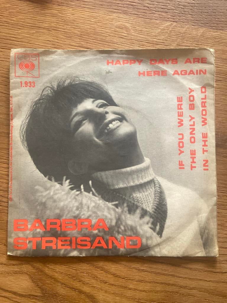 Barbra Streisand - Happy Days Are Here Again (Single), Cd's en Dvd's, Vinyl Singles, Gebruikt, 7 inch, Single, Ophalen of Verzenden
