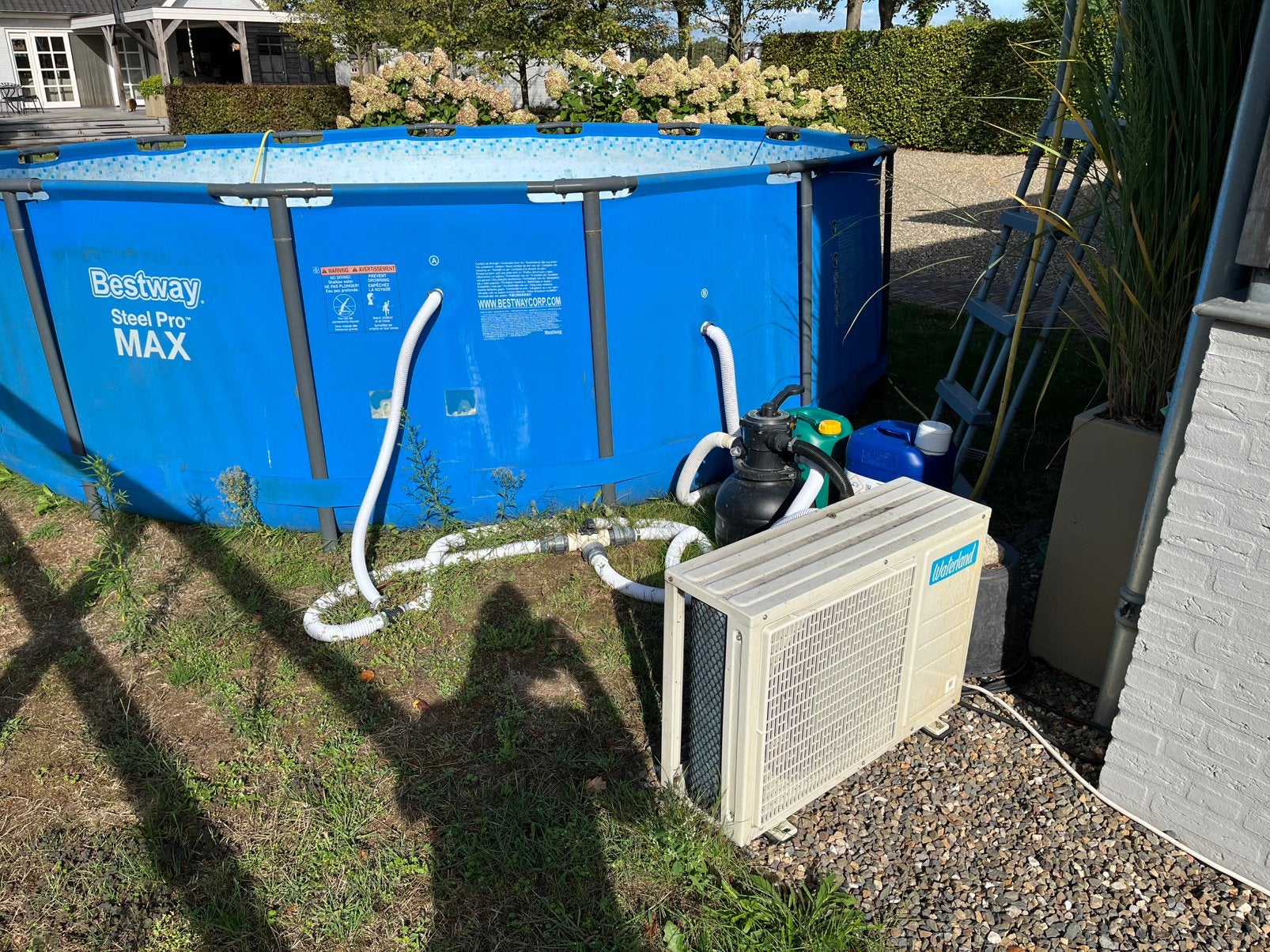 Te koop zwembad, warmtepomp en filterpomp, Tuin en Terras, Ophalen, Gebruikt