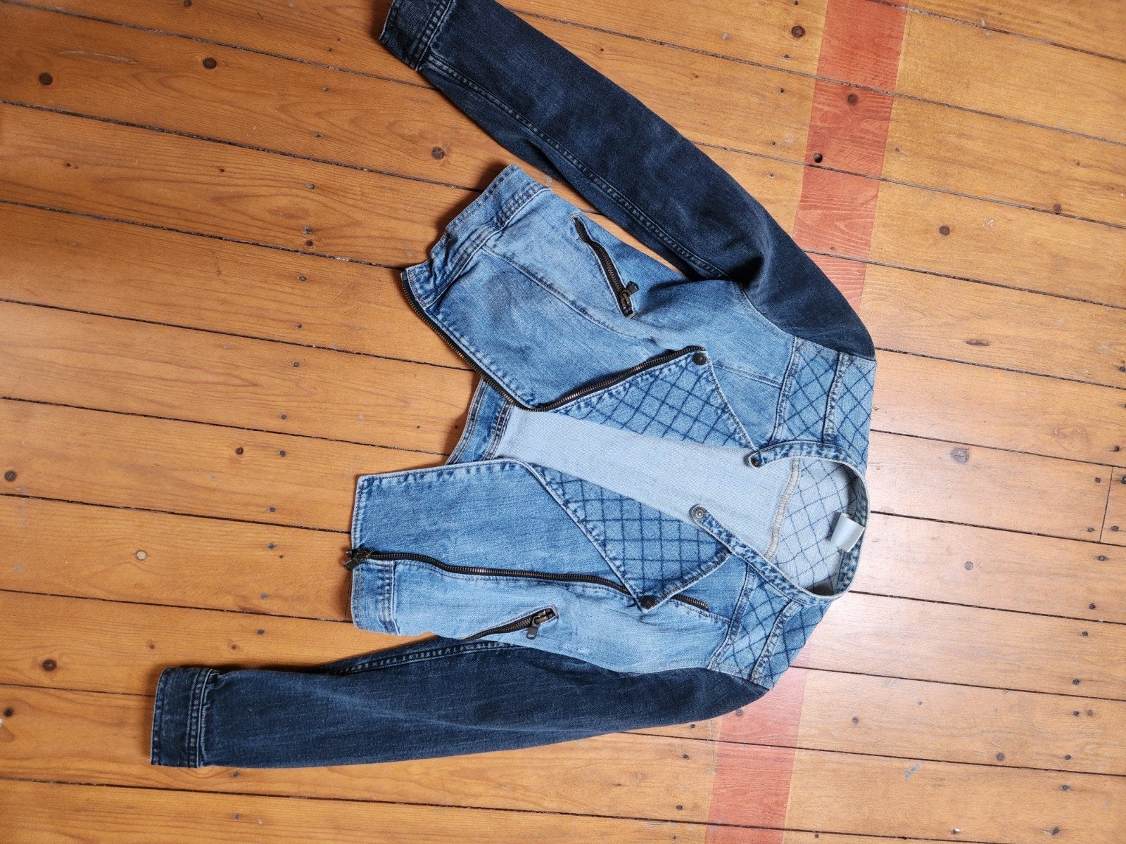Cropped spijkerjasje maat 38 (valt als 36), Ophalen of Verzenden, Zo goed als nieuw, Maat 36 (S), Blauw