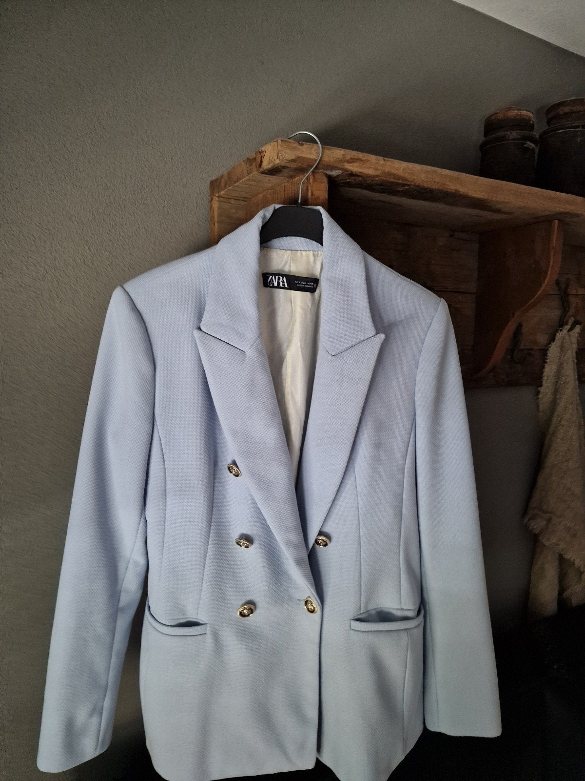 Zara blazer nieuw lichtblauw L, Ophalen of Verzenden, Nieuw, Blauw