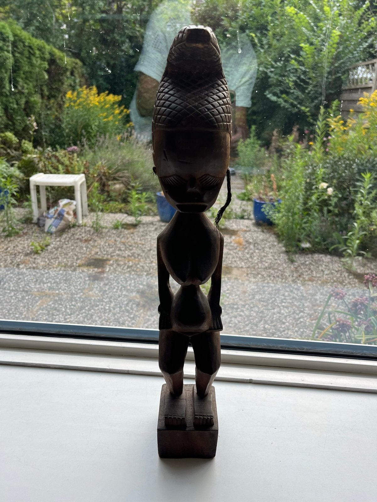 Afrikaans houten beeld - Vrouw met kind, Antiek en Kunst, Hout, Bruin, Afrika, Ophalen of Verzenden