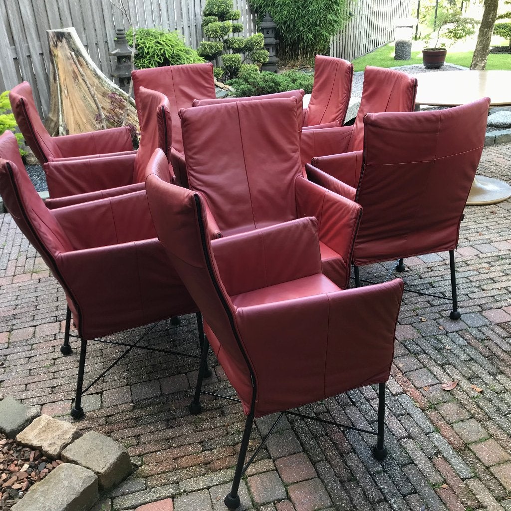 10 Montis Chaplin stoel chair donkerrood rood leer modern, Gebruikt, Leer, Ophalen of Verzenden, Nvt