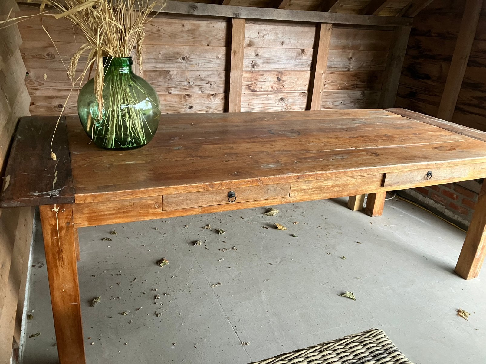 Kloostertafel / boerentafel 240x100, Ophalen, Teakhout, 200 cm of meer, 50 tot 100 cm
