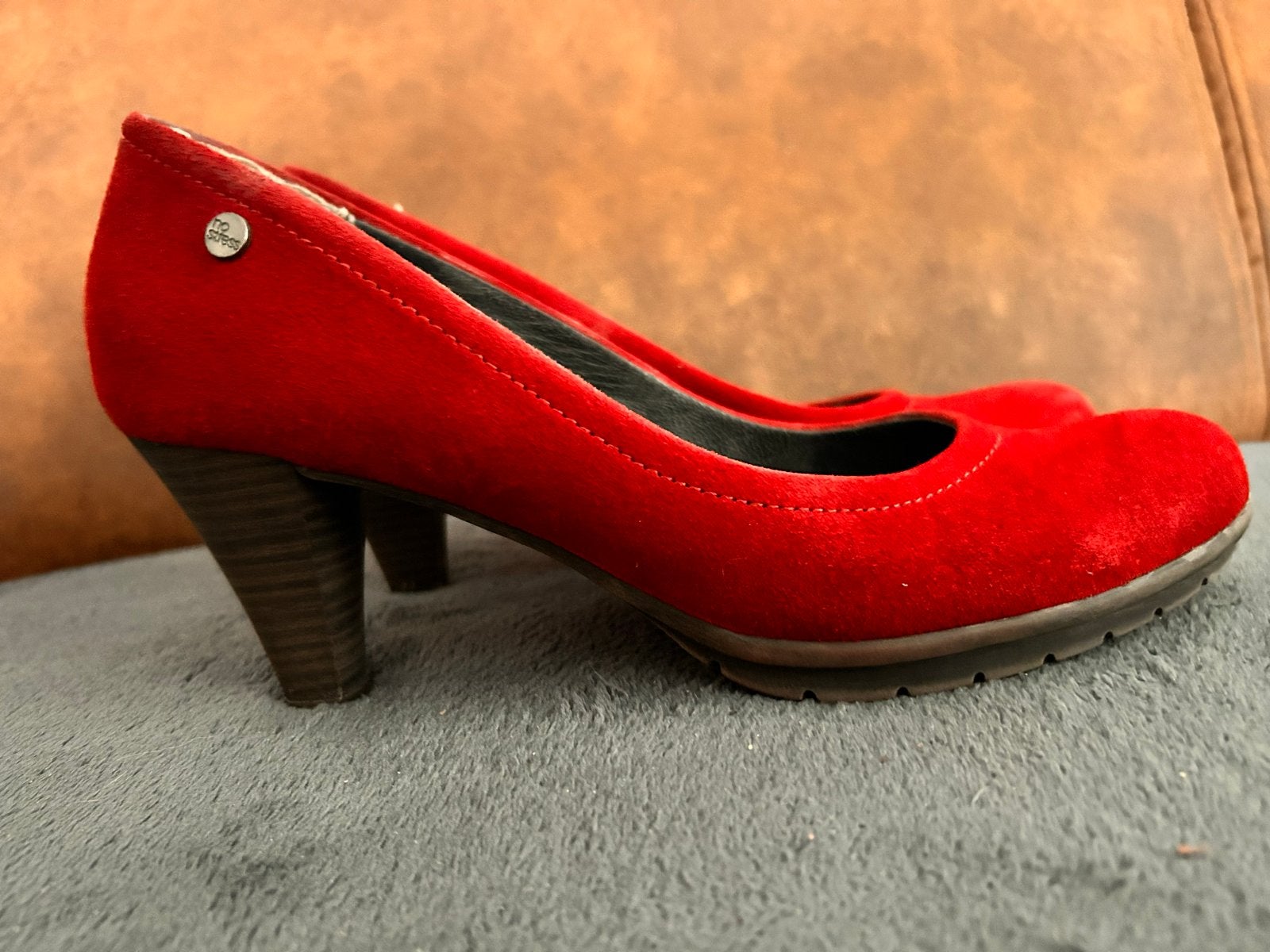 No Stress rode suède pumps - Maat 40/41, Ophalen of Verzenden, Gedragen, Rood, Pumps