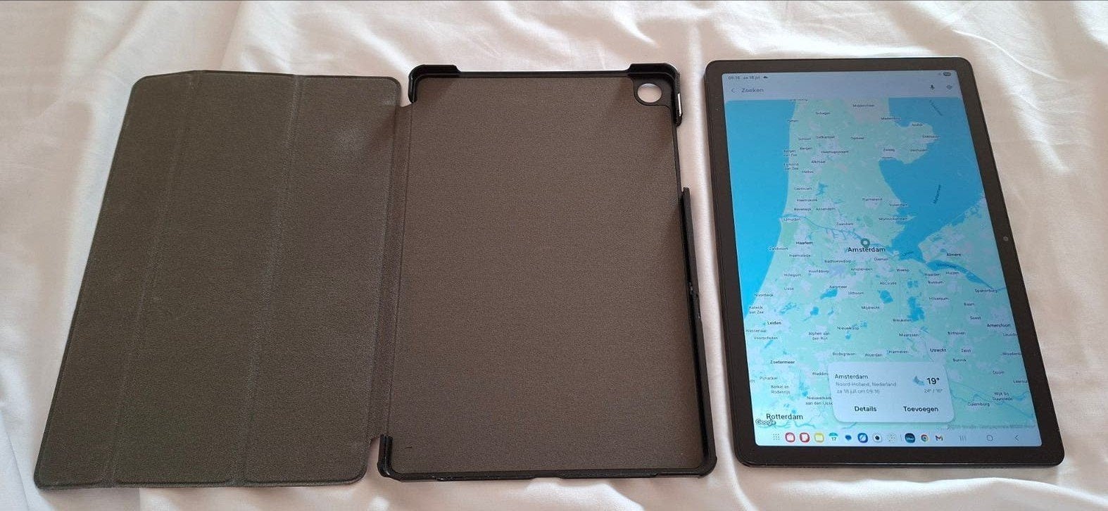 Nette Samsung Galaxy Tab A9+ tablet met doos en bookcase, Computers en Software, Windows Tablets, Ophalen, Zo goed als nieuw, 64 GB