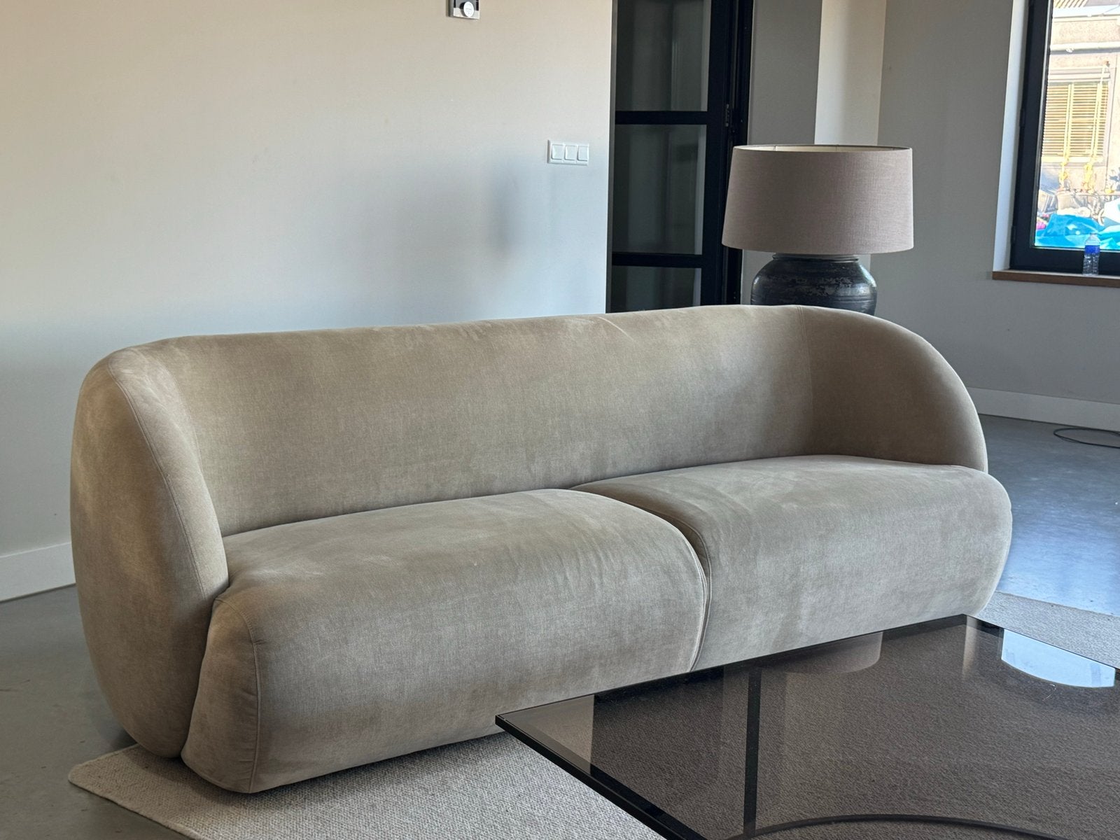 3 pers bank. beige / als nieuw  / vlekvrij / Fris / Japandi, X, 150 tot 200 cm, Driepersoons, 75 tot 100 cm