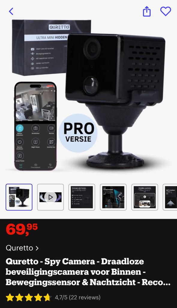 Spy camera / Vervorgen camera / mini beveiligingscamera, Ophalen of Verzenden, Nieuw