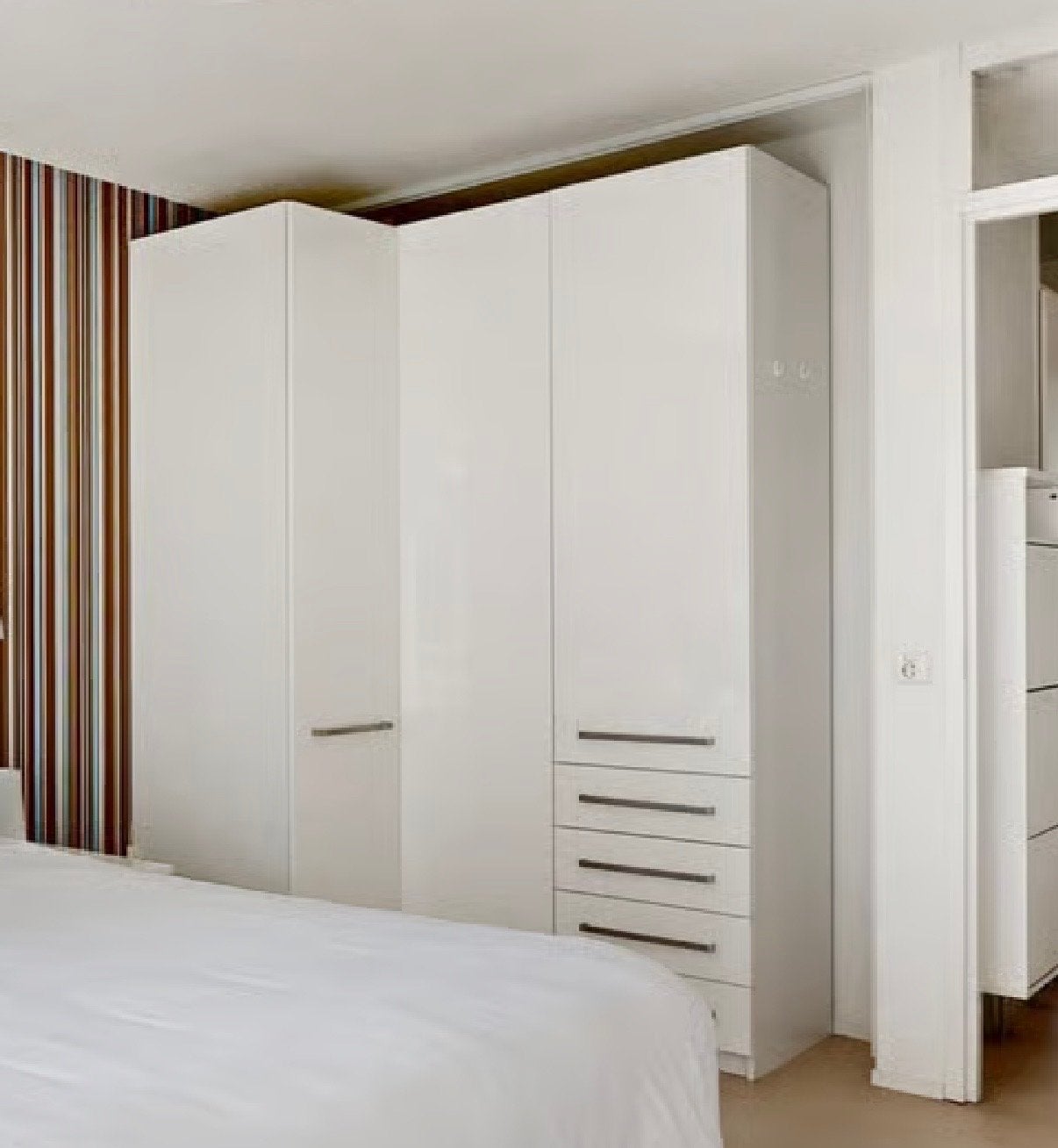 Witte IKEA PAX kleding hoek kast hoogglans lades en deuren, Ophalen, Gebruikt, 200 cm of meer, 150 tot 200 cm