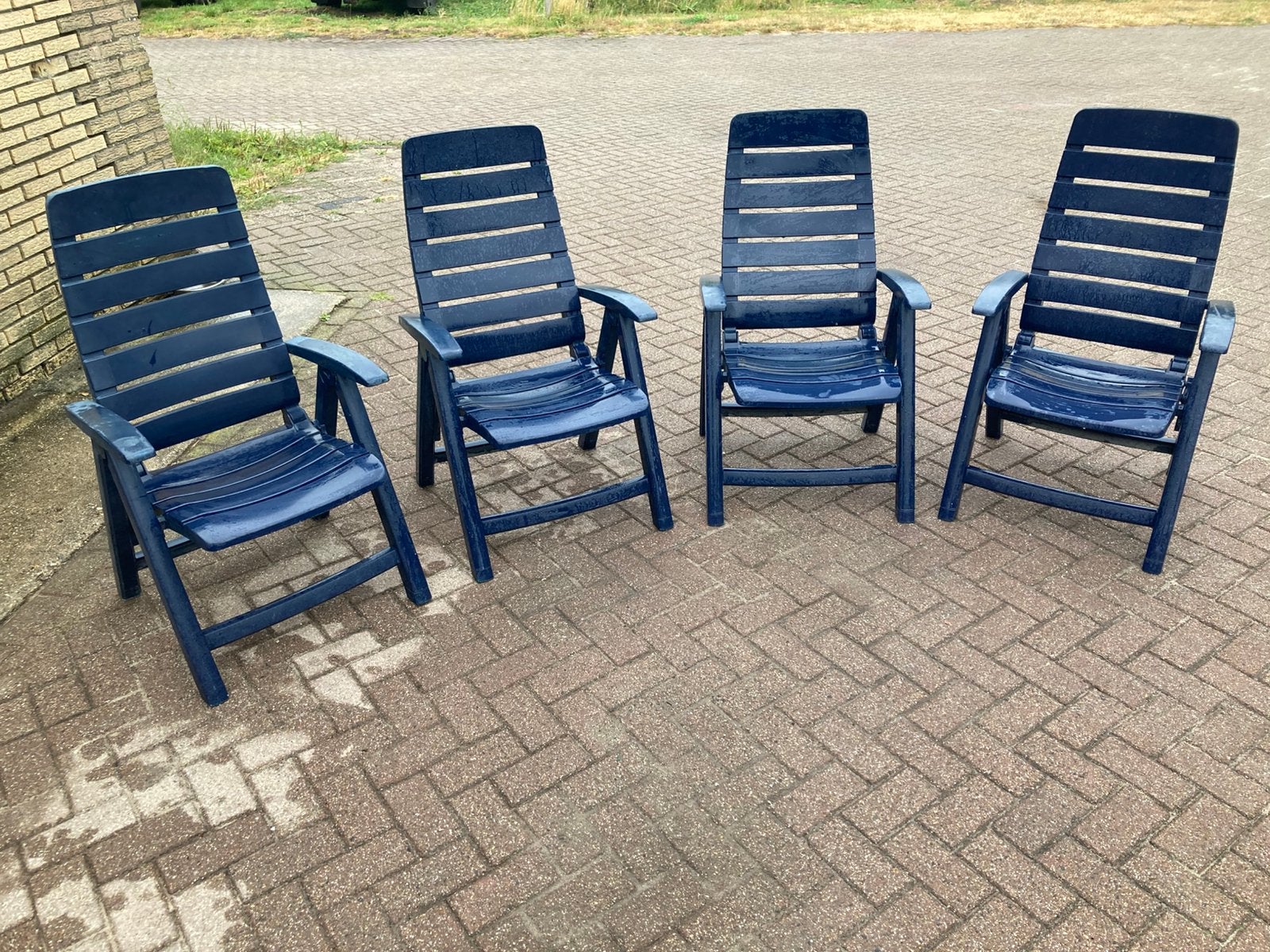 4 hartman tuinstoelen, in goede staat, Ophalen, Zo goed als nieuw, Kunststof