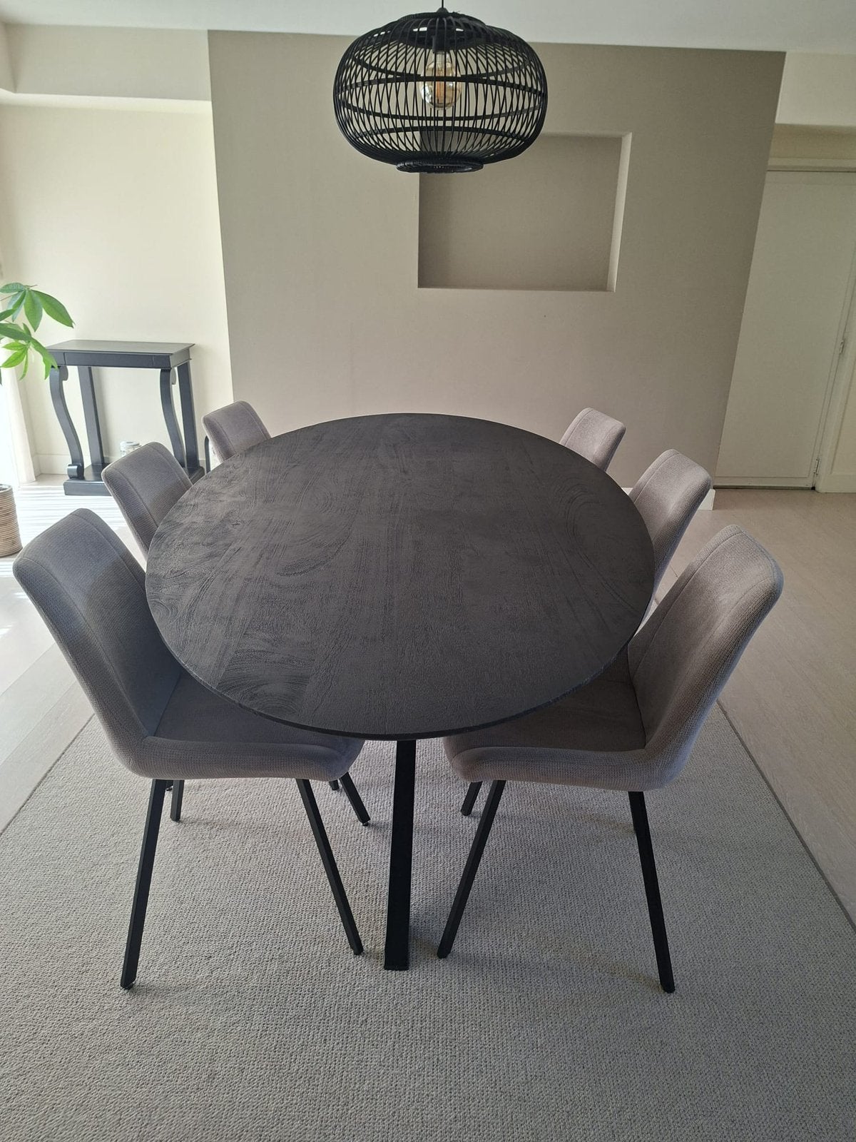 Eettafel 230x115 en 6 stoelen, 2 jaar oud., Ophalen, Zo goed als nieuw, 4 tot 6 stoelen