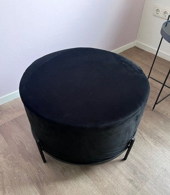 Zwarte ronde poef, Ophalen, Rond, Minder dan 50 cm, Minder dan 50 cm