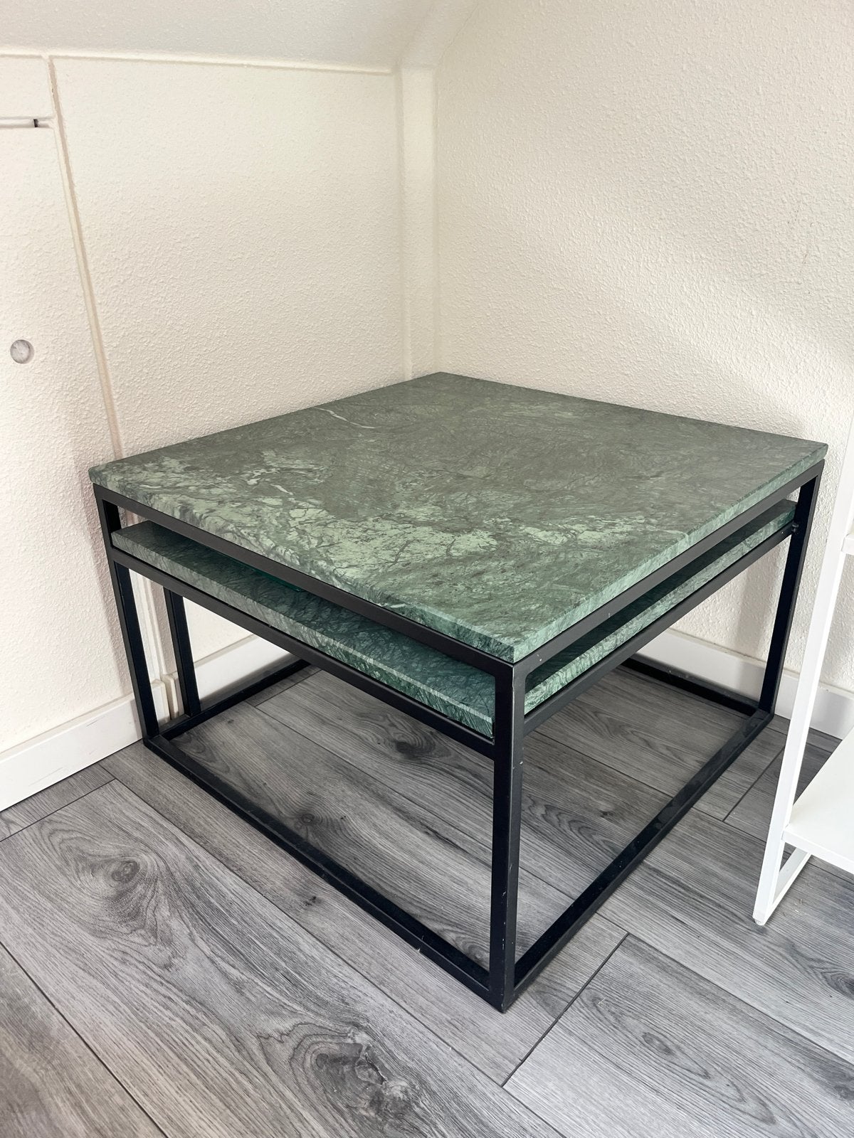 Groen marmeren bijzettafels/salontafel ZGAN, Ophalen, 50 – 75, 50 tot 100 cm, Overige materialen