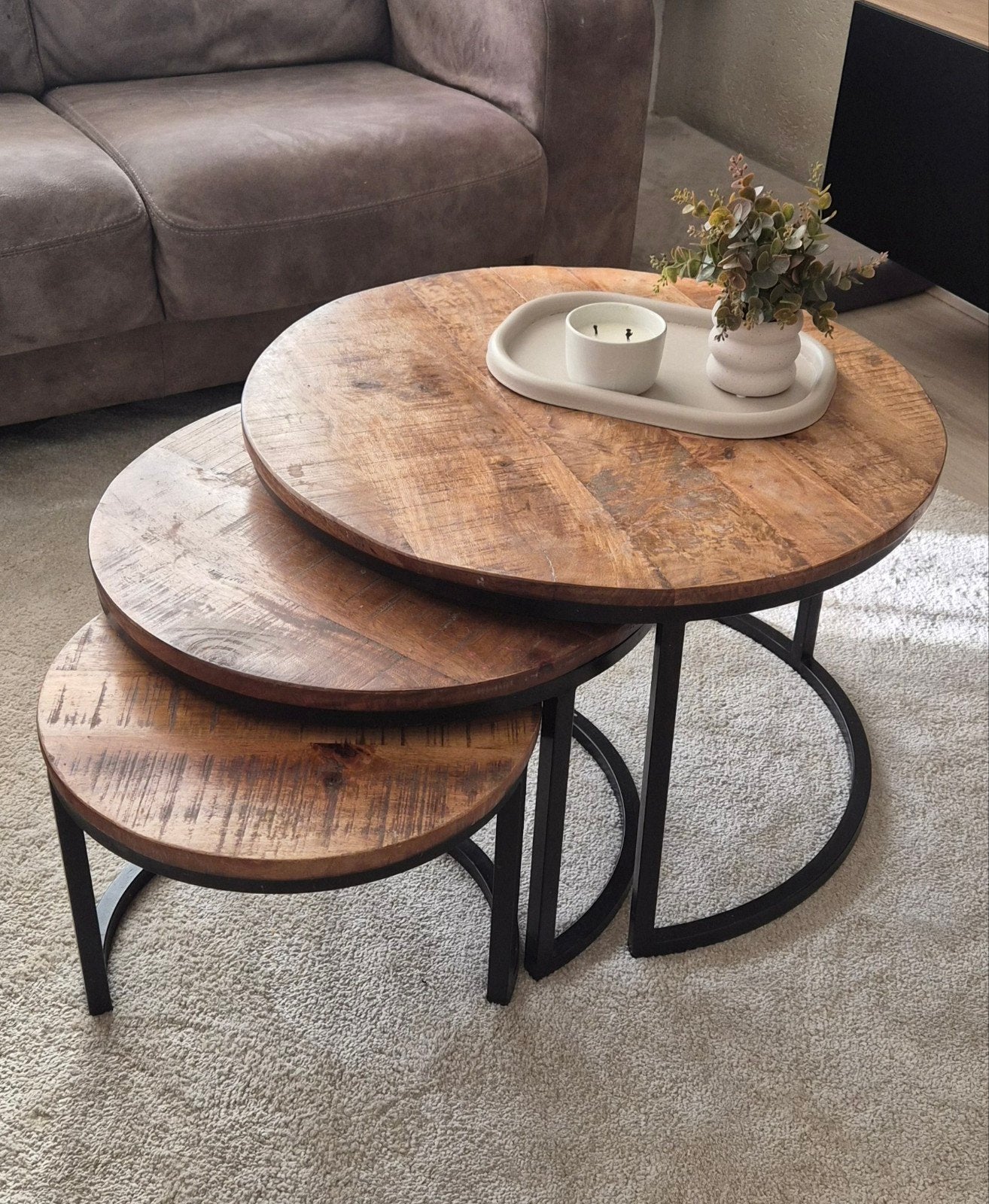 salontafel set van 3, Huis en Inrichting, Ophalen, 50 tot 100 cm, Rond, 50 tot 100 cm