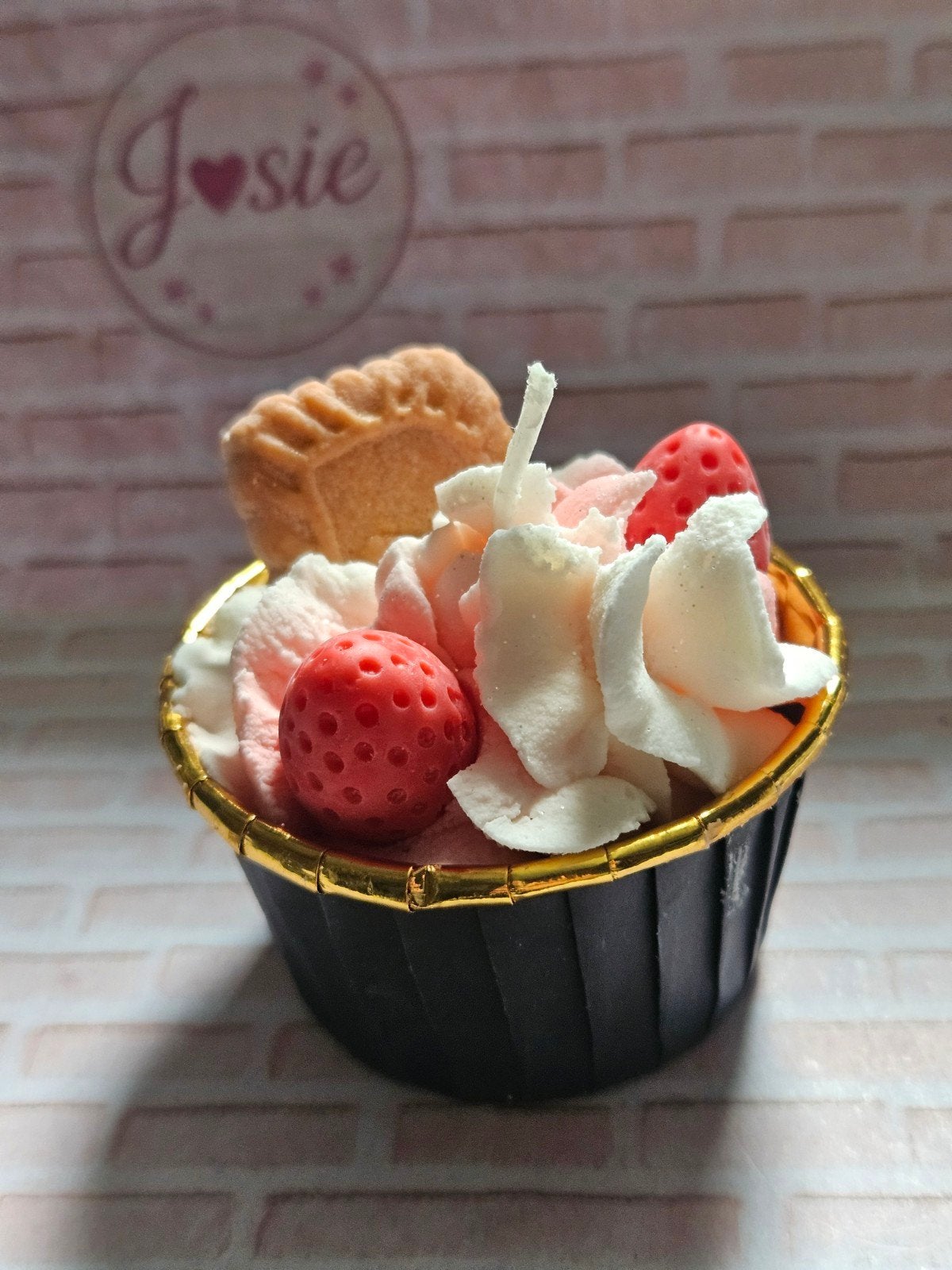 Aardbei Cupcake Kaars, Meerkleurig, Overige materialen, Overige stijlen, Nieuw