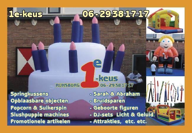 Huur \'n Grote opblaasbare FEESTTAART 3m hoog 2,5 m breed, Hobby en Vrije tijd, Ophalen, Zo goed als nieuw, Overige