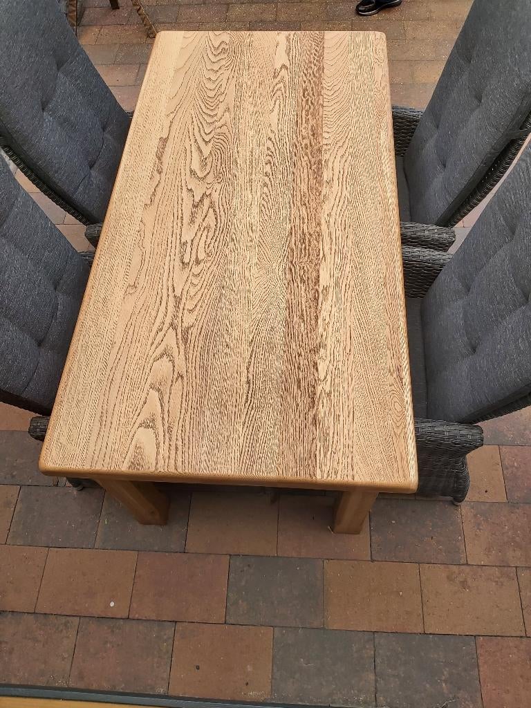 Tuintafel gestraald eiken., Tuin en Terras, Ophalen, Zo goed als nieuw, Rechthoekig, Hout
