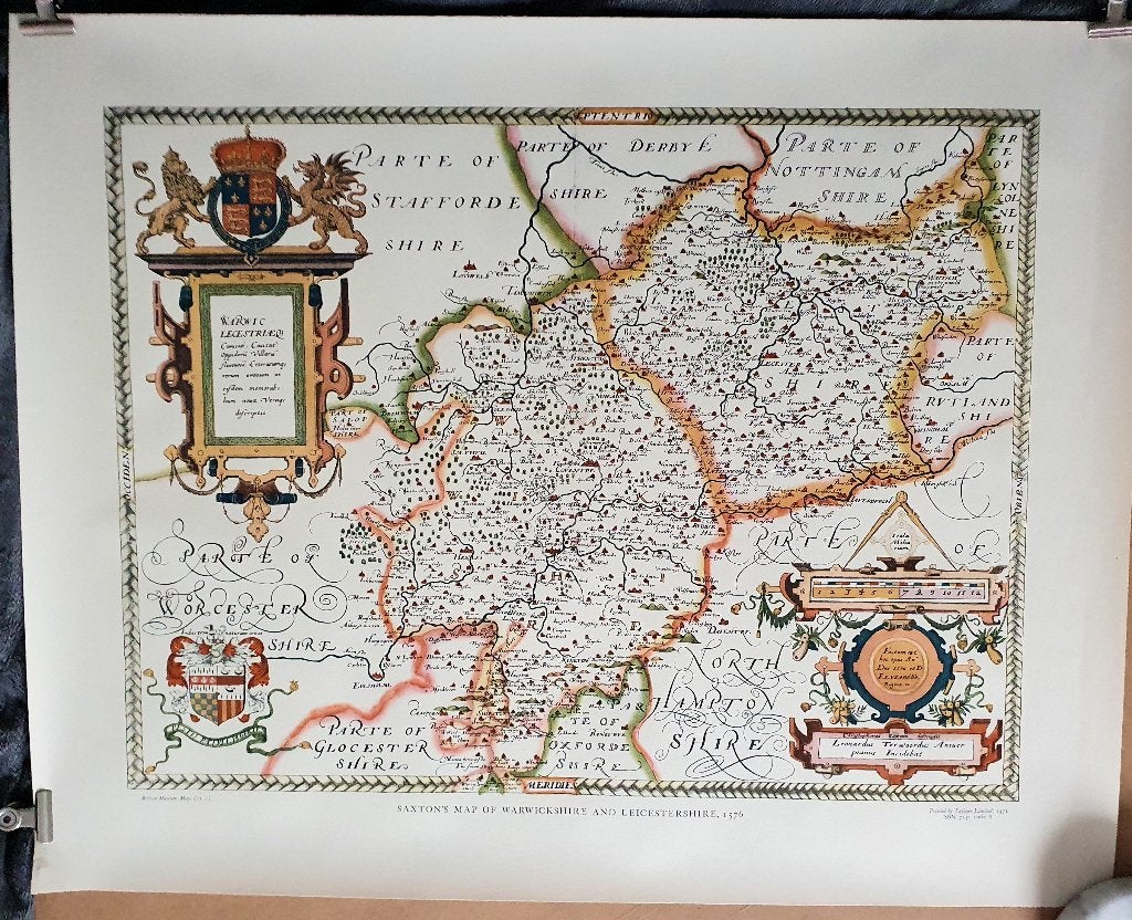 Poster - oude landkaart 1576 (repro - 1971), Verzenden, Rechthoekig Liggend, Zo goed als nieuw, A1 t/m A3