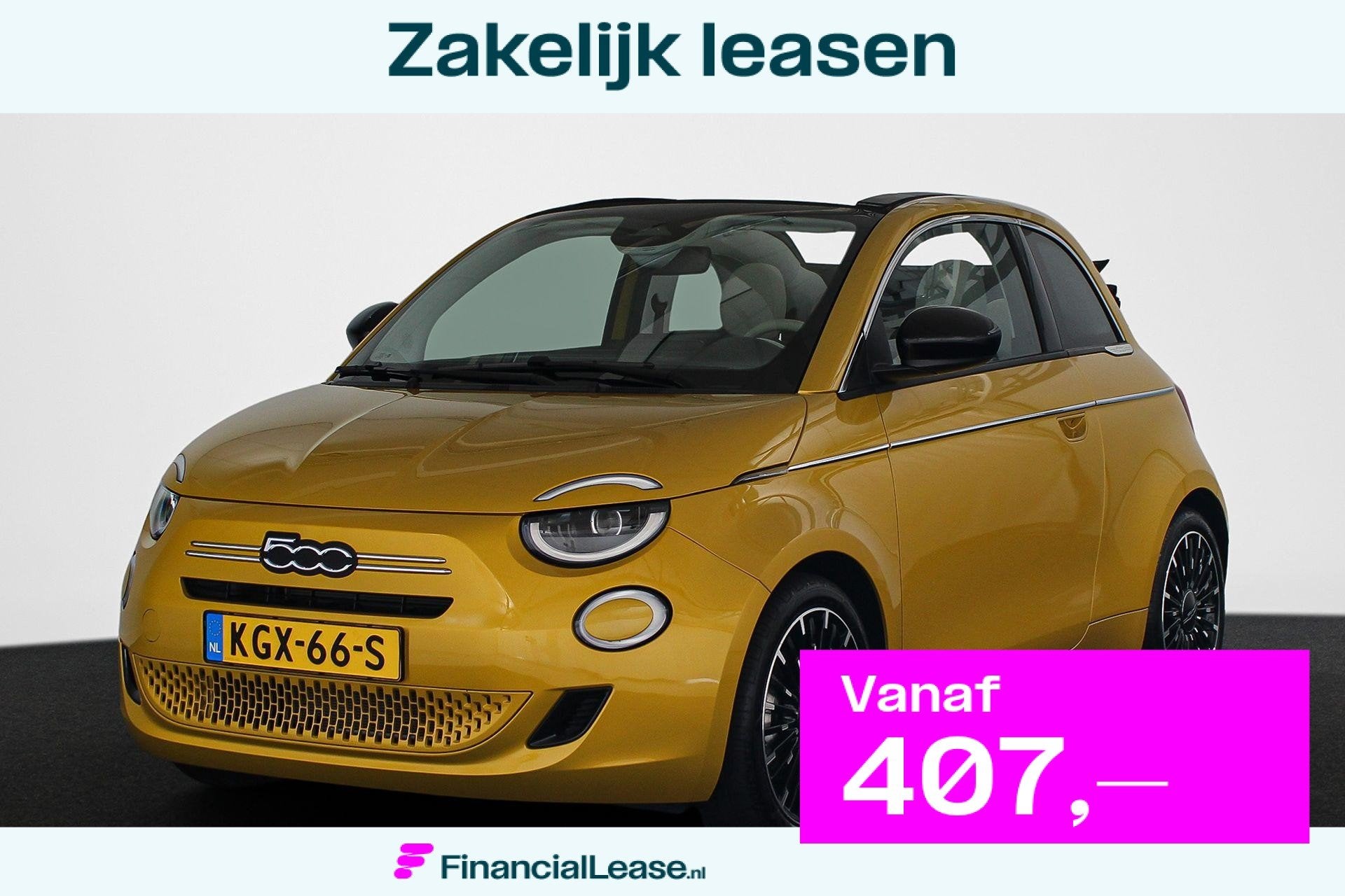 Fiat 500 C 1.0 Hybrid La Prima Cabrio Camera LED Stoelverwar, Euro 6, Cabriolet, 4 stoelen, Handgeschakeld