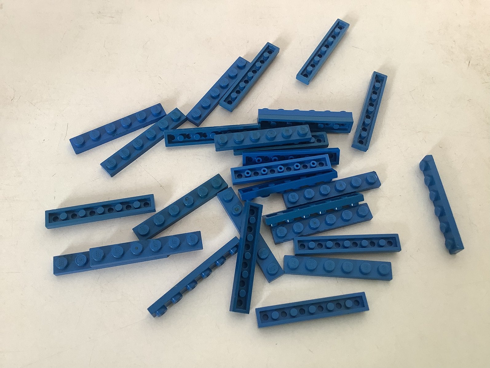 Lego plaat 1x6 blauw, Ophalen of Verzenden, Gebruikt, Losse stenen, Lego