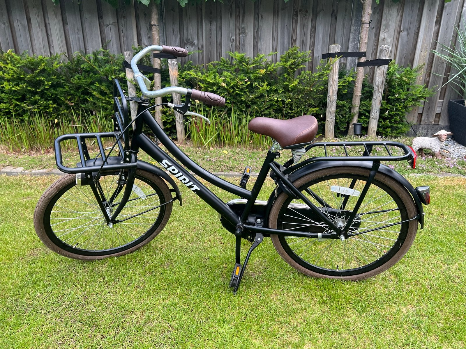 Spirit transportfiets 24 inch zwart met bruin zadel, Ophalen of Verzenden, Gebruikt, Terugtraprem, Spirit