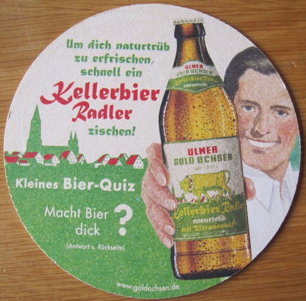 bierviltje van Ulmer Bier - Kellerbier radler, Ophalen of Verzenden, Zo goed als nieuw, Viltje(s), Overige merken