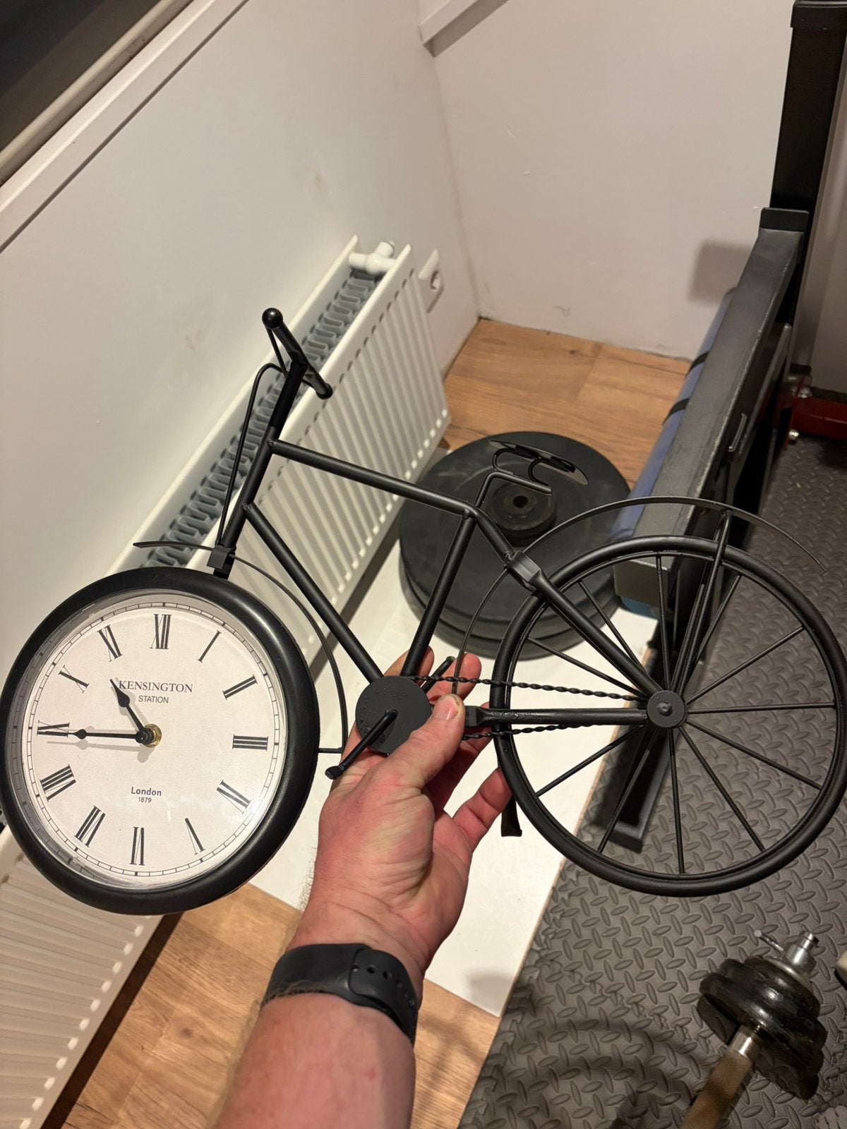 Fiets klok, Huis en Inrichting, Woonaccessoires | Klokken, Analoog, Werkt op batterijen, Ophalen of Verzenden, Zo goed als nieuw