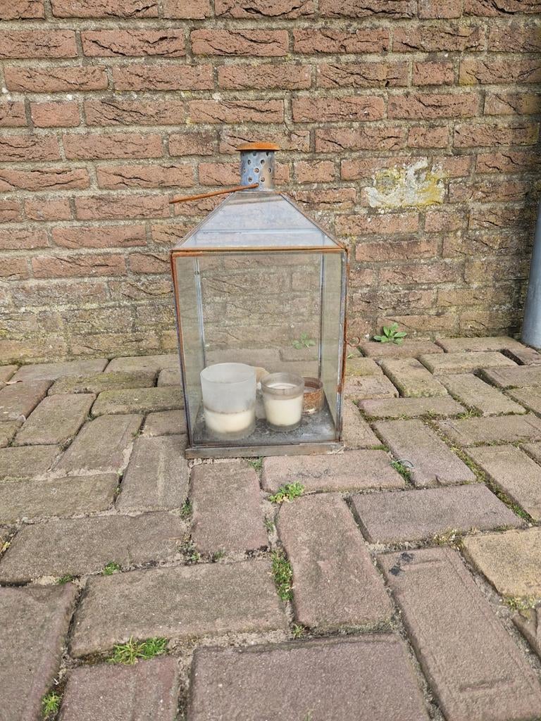 Vintage Glazen Lantaarn / Terrarium, Ophalen of Verzenden