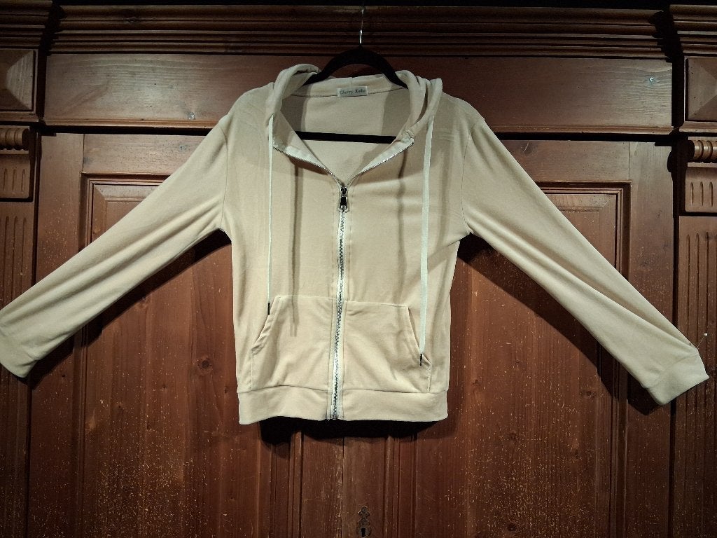 Cherry Koko Beige Velours Zip-Up Hoodie-Vest L, Kleding | Dames, Cherry Koko, Beige, Maat 42/44 (L), Ophalen of Verzenden