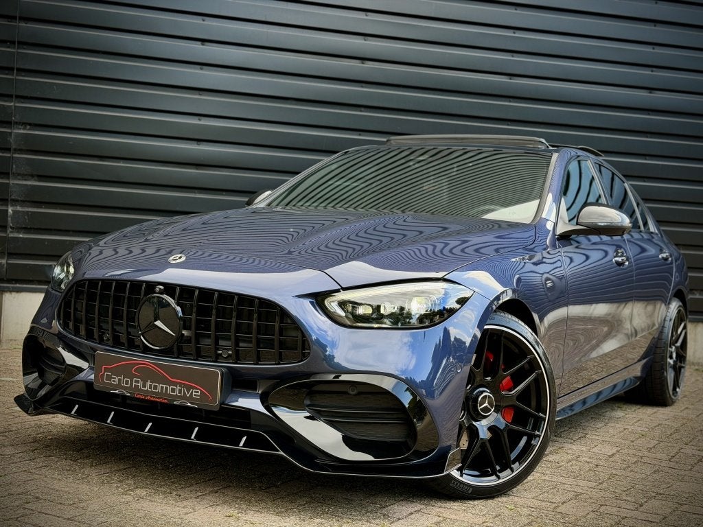 Mercedes-Benz C-Klasse 300 e AMG C63 PANO|MEMORY|HUD|360|BLI, Automatische klimaatregeling, 4 cilinders, Blauw, Bedrijf