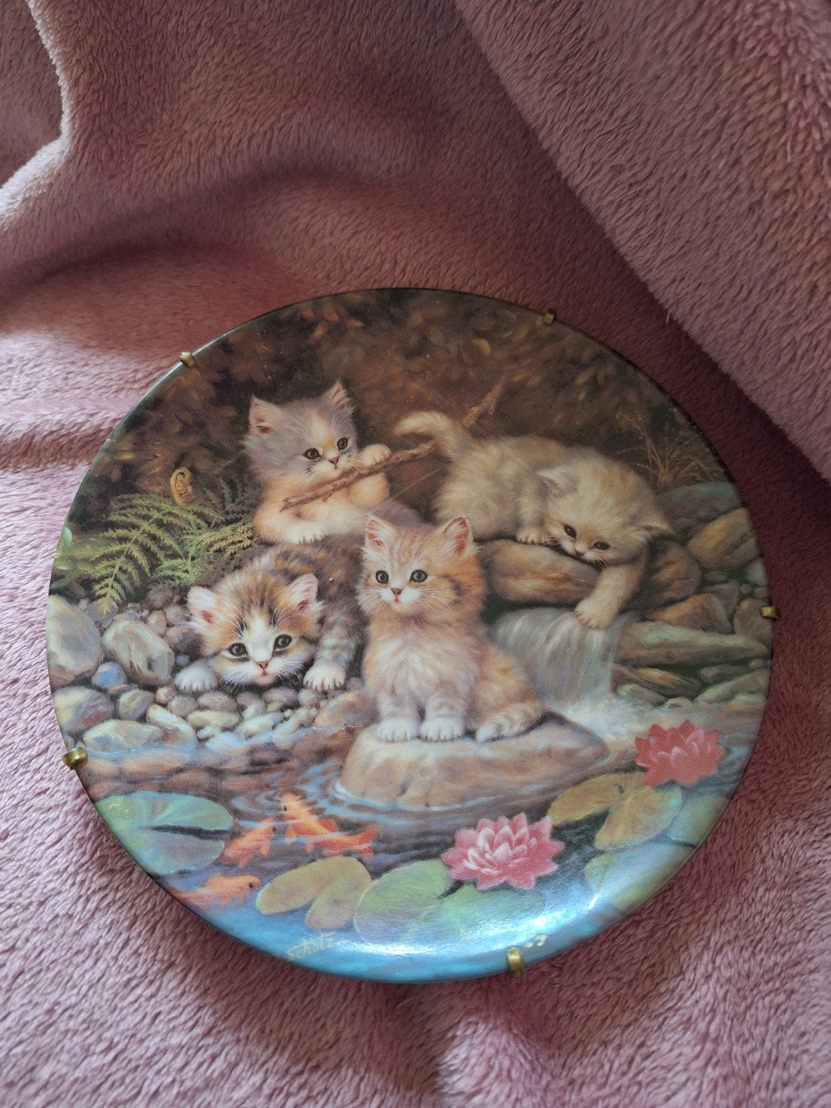 Bradex Kahla Sierbord "Am Seerosenteich" Kattenkinderen, Antiek en Kunst, Ophalen