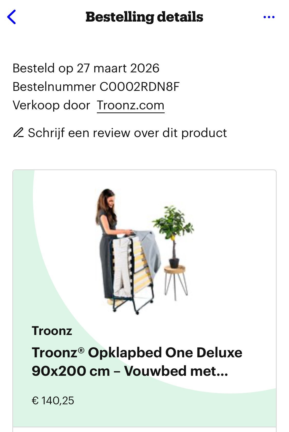 Troonz opklapbed DeLuxe, Ophalen, 90 cm, Eenpersoons, 200 cm