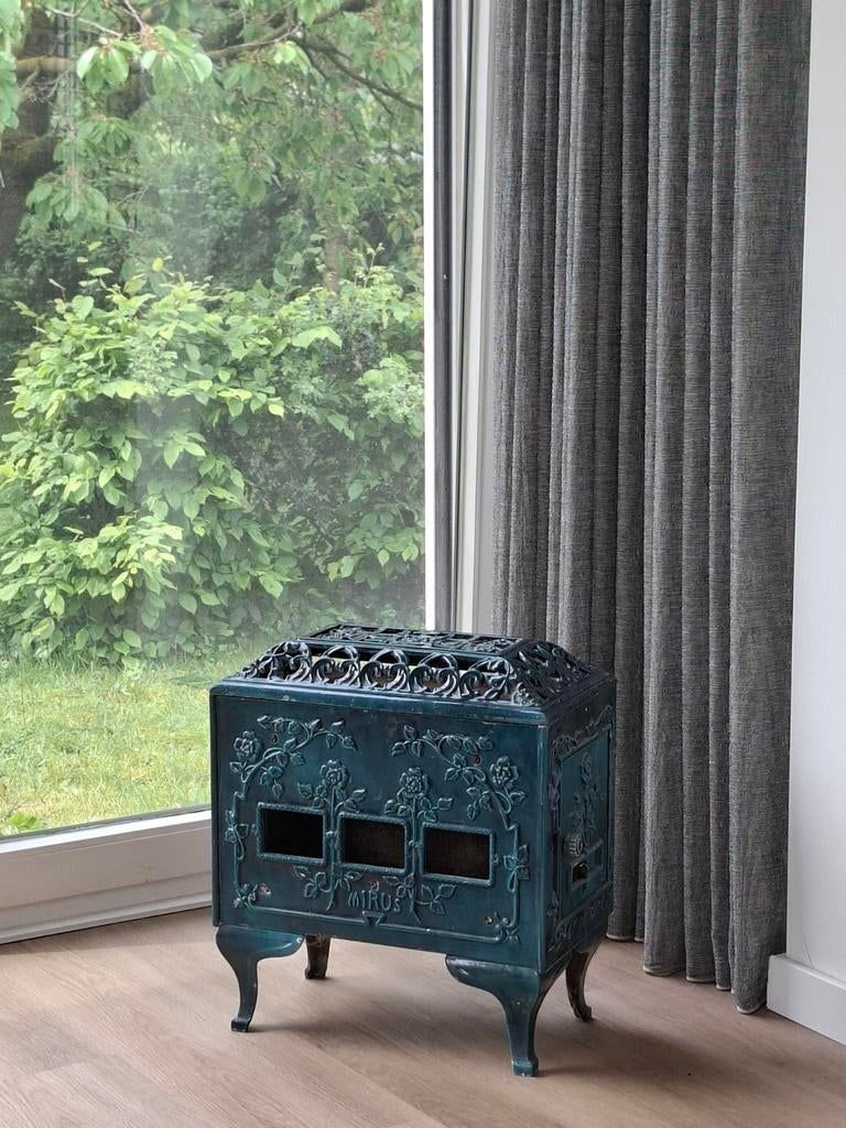 Antieke geëmailleerde Mirus kachel, Huis en Inrichting, Kachels, Ophalen, Gebruikt, Hout, Houtkachel