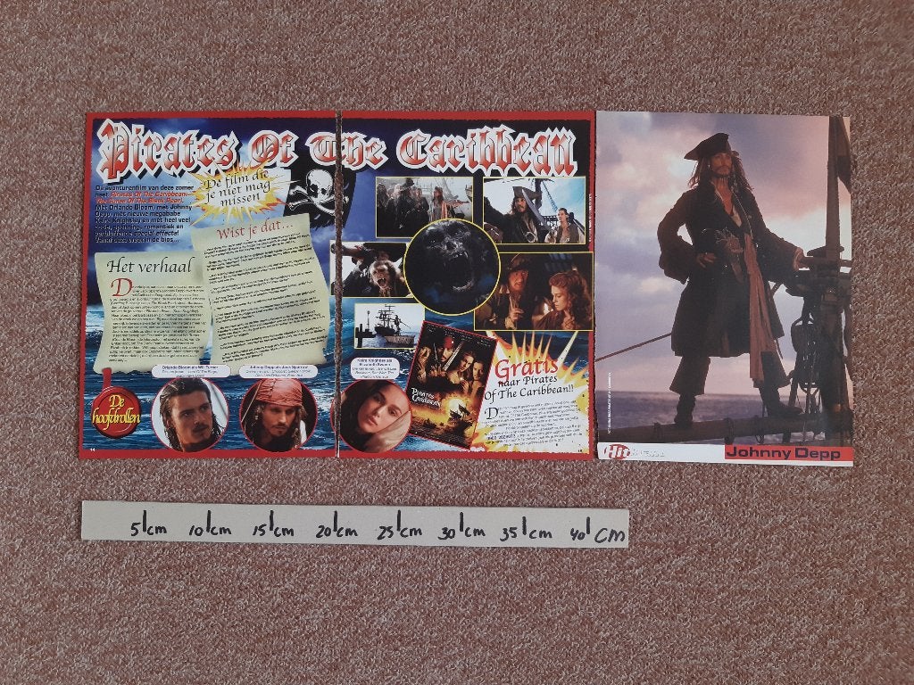 Knipsels Cuttings Johnny Depp Pirates Caribbean Poster A4, Ophalen of Verzenden, 1980 tot heden, Nederland, Knipsel(s)