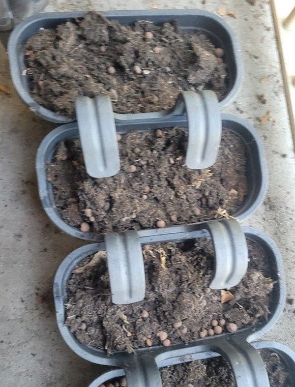 3 balkonbakken /plantenbakken incl of excl potgrond/waterkor, Ophalen, Gebruikt, Kunststof, Minder dan 30 cm