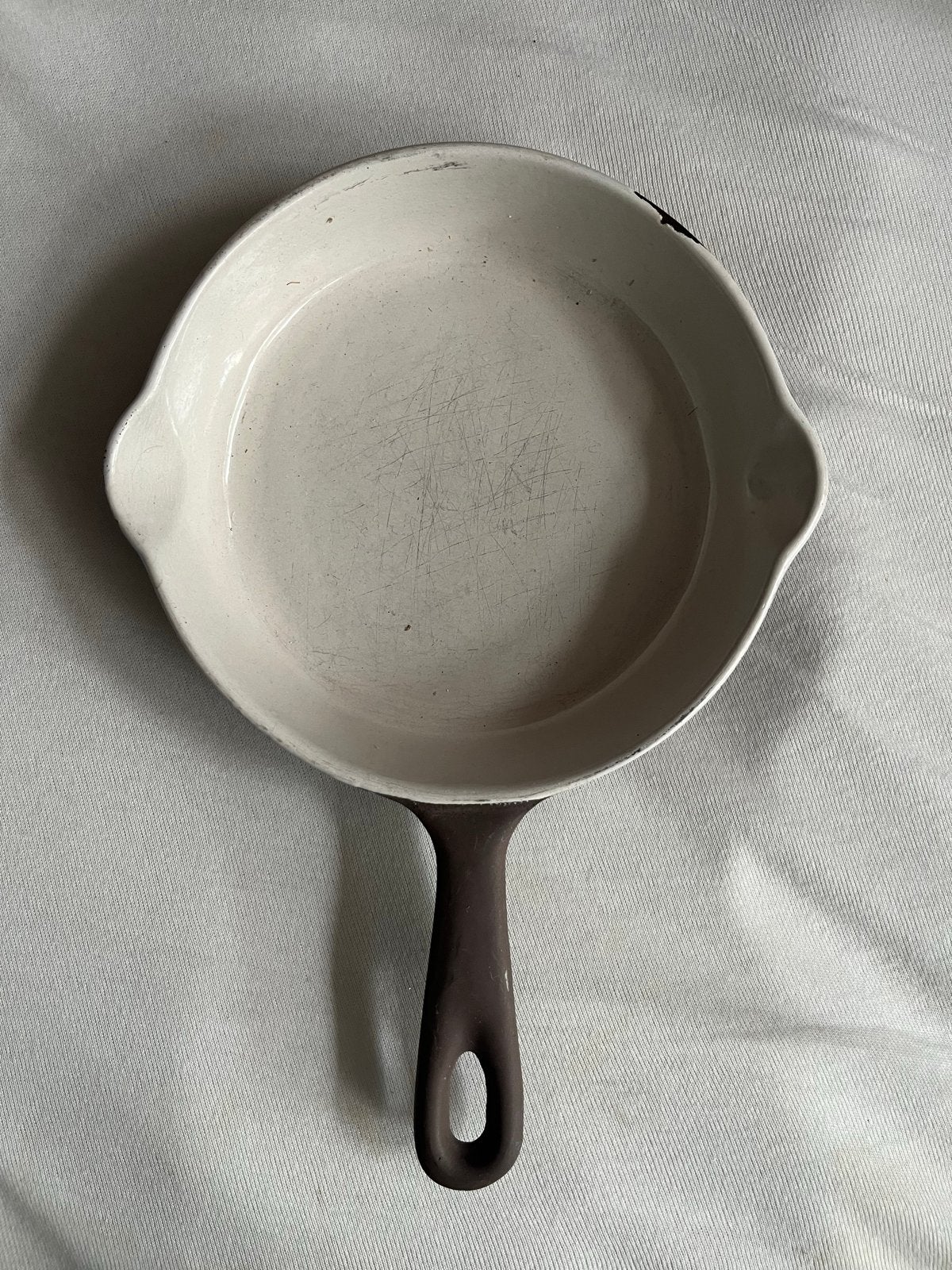 Vintage Cousances /  Creuset Koekenpan -gietijzer., Huis en Inrichting, Koekenpan, Gebruikt, Gietijzer, Ophalen of Verzenden