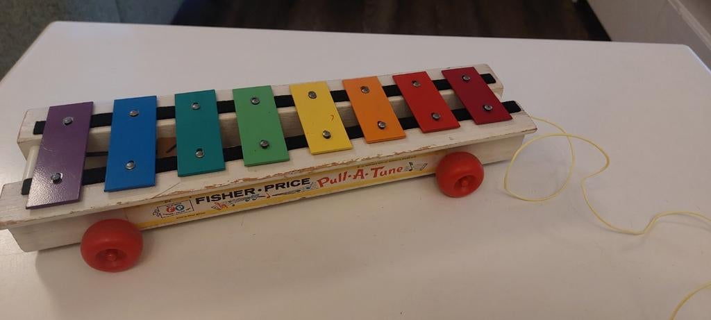 Vintage Fisher-Price Pull-A-Tune Xylofoon, jaren 60, Ophalen of Verzenden, Gebruikt, Duw- of Trekspeelgoed
