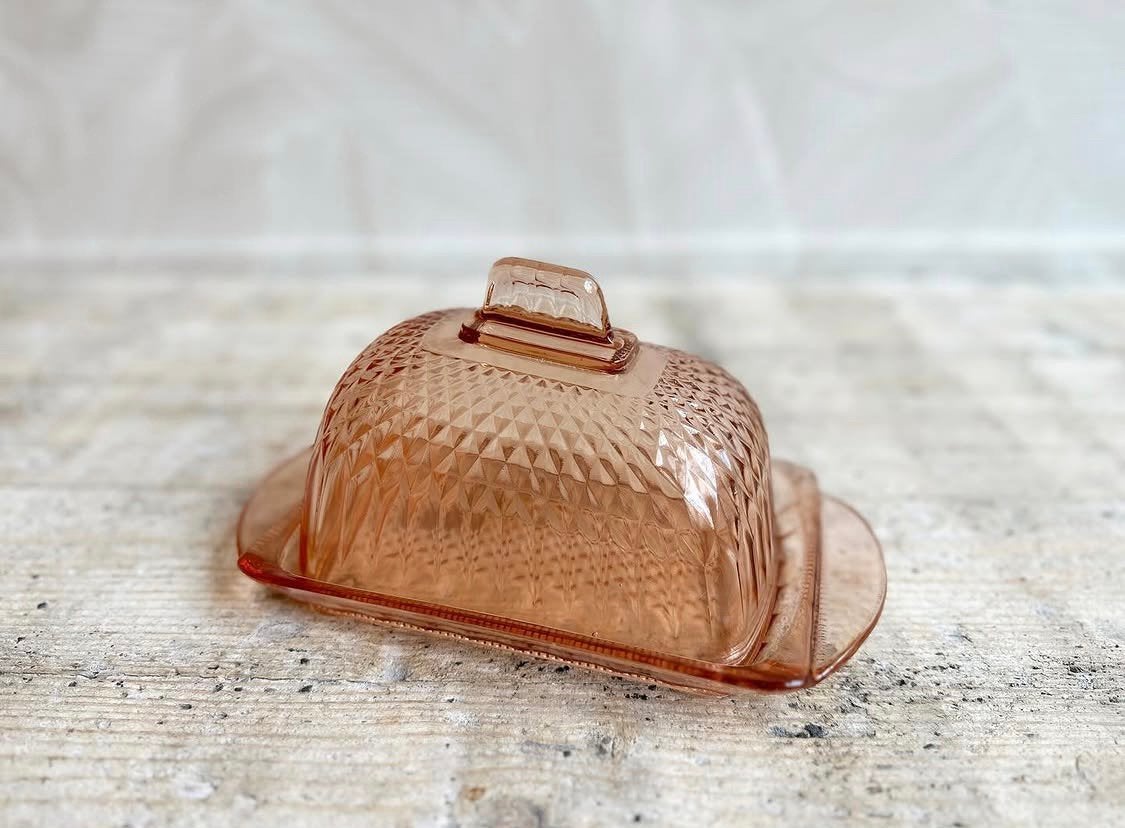 Vintage kaasstolp roze persglas, Antiek en Kunst, Ophalen of Verzenden