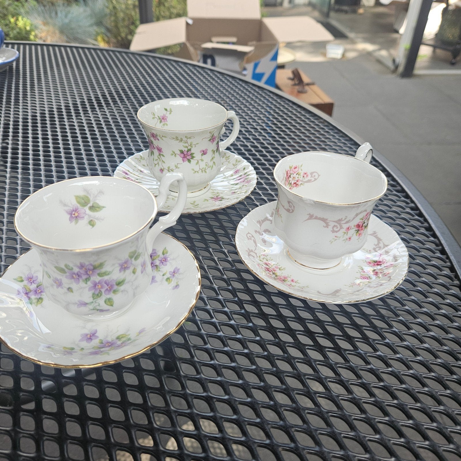 Set van 3 Vintage Porseleinen Kop en Schotels, Ophalen of Verzenden
