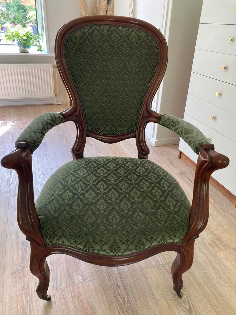 Groene antieke stoel, Antiek en Kunst, Ophalen
