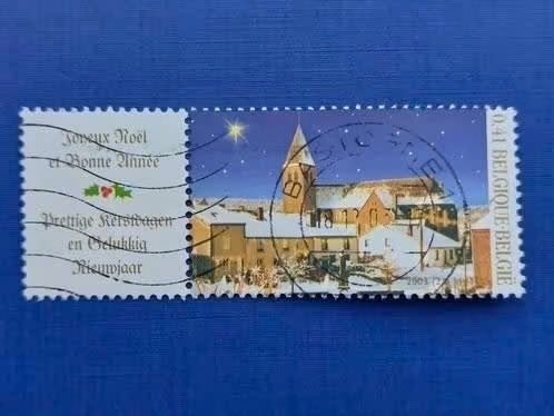 Postzegel Belgie 2003 Kerstzegel met tabblad 14-08, Ophalen of Verzenden, Gestempeld, Frankeerzegel