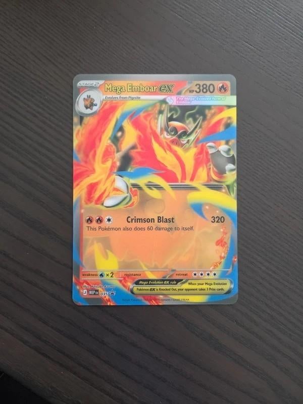 Pokemon mega Emboar EX jumbo Promo kaart, Ophalen of Verzenden, Nieuw, Losse kaart