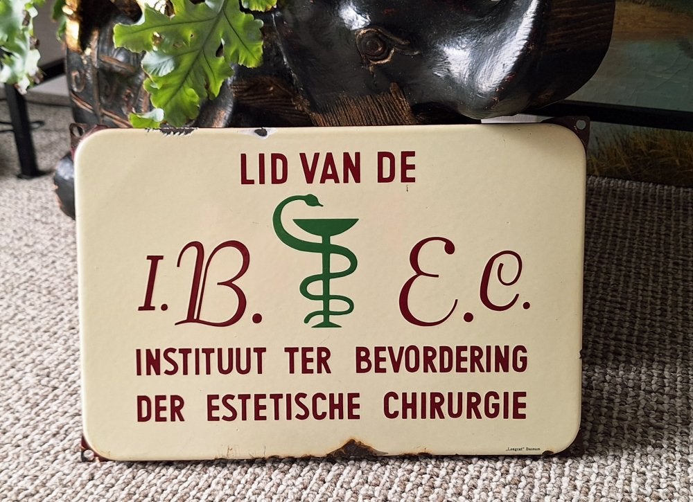 Emaille bord Estetische Chirurgie, Langcat Bussum., Reclamebord, Gebruikt, ., Ophalen of Verzenden