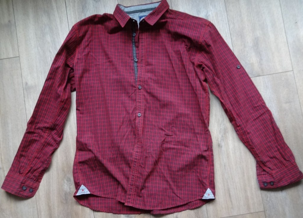 Fijn ruitjes Overhemd Urban Espirit maat M, Ophalen of Verzenden, Zo goed als nieuw, Rood, Halswijdte 39/40 (M)