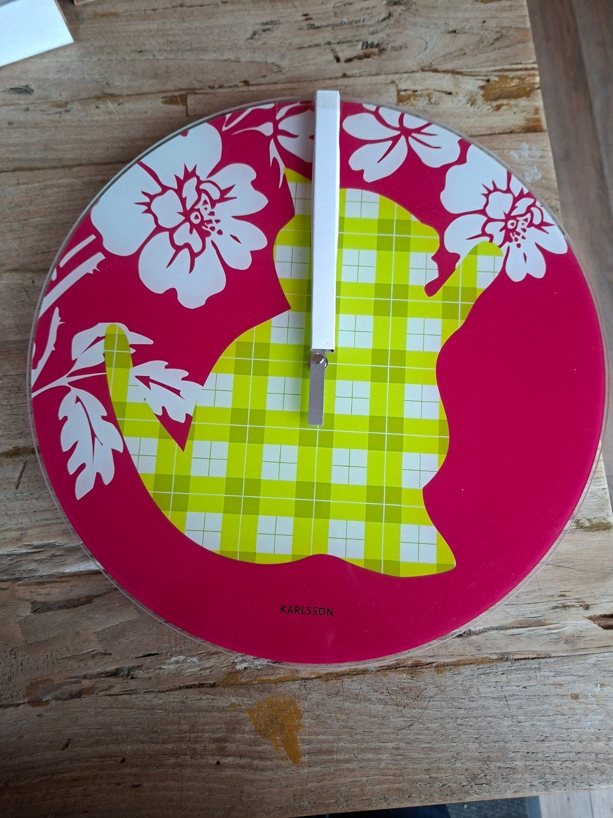 Karlsson Wandklok Kat Roze/Groen - 40cm - Nieuw in doos, Ophalen of Verzenden, Nieuw