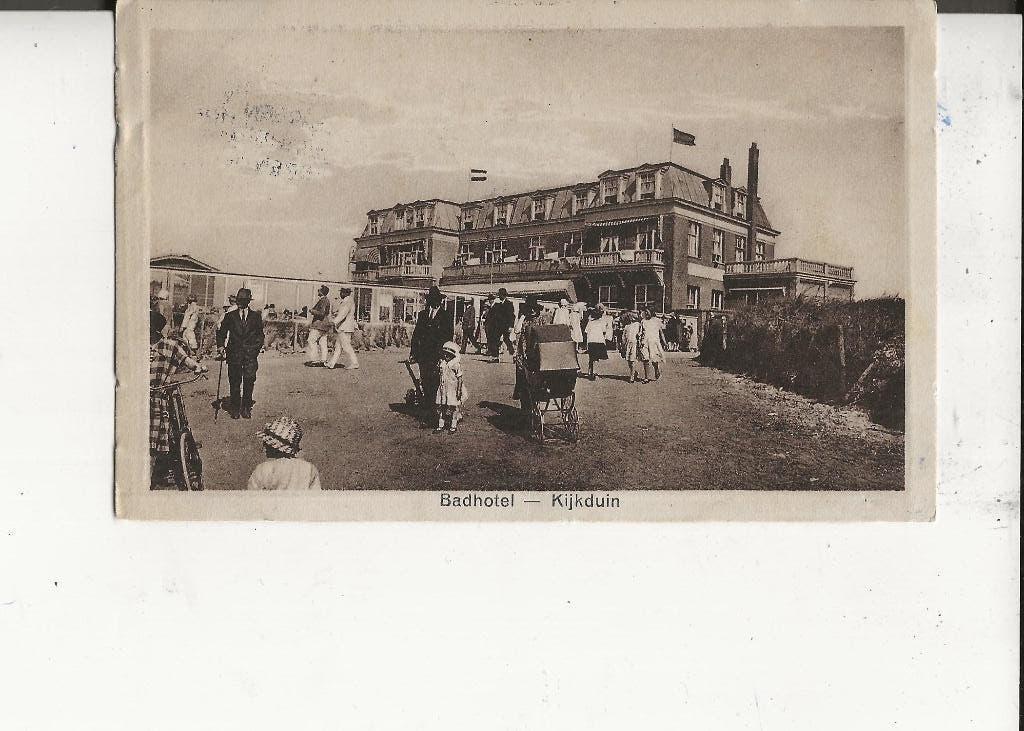Kijkduin Badhotel met kinderwagen 2-8-1927, Ophalen of Verzenden, 1920 tot 1940, Gelopen, Zuid-Holland