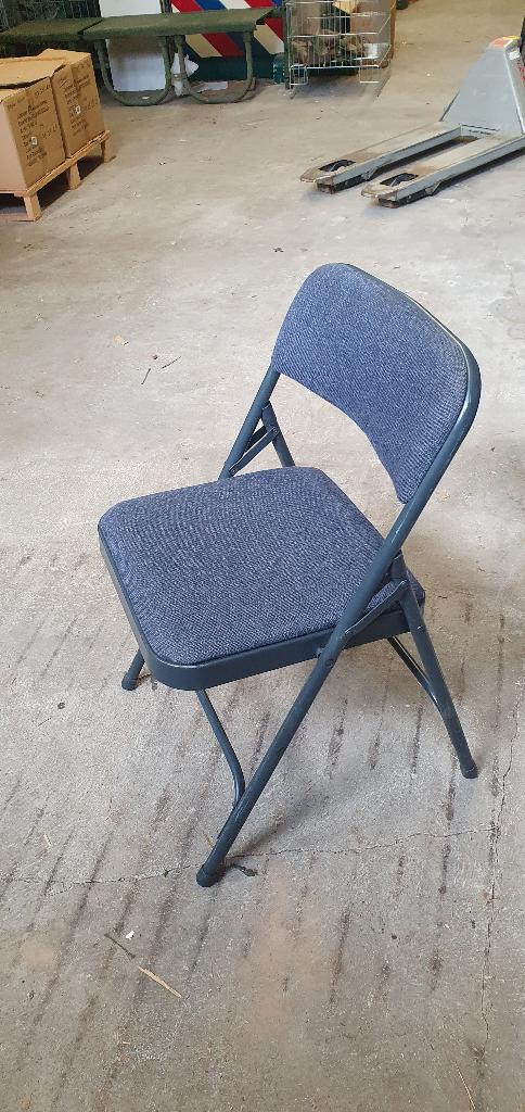 klapstoelen metaal met textiel zitting en rug, Ex US ARMY, Ophalen, Gebruikt, Blauw, Vintage