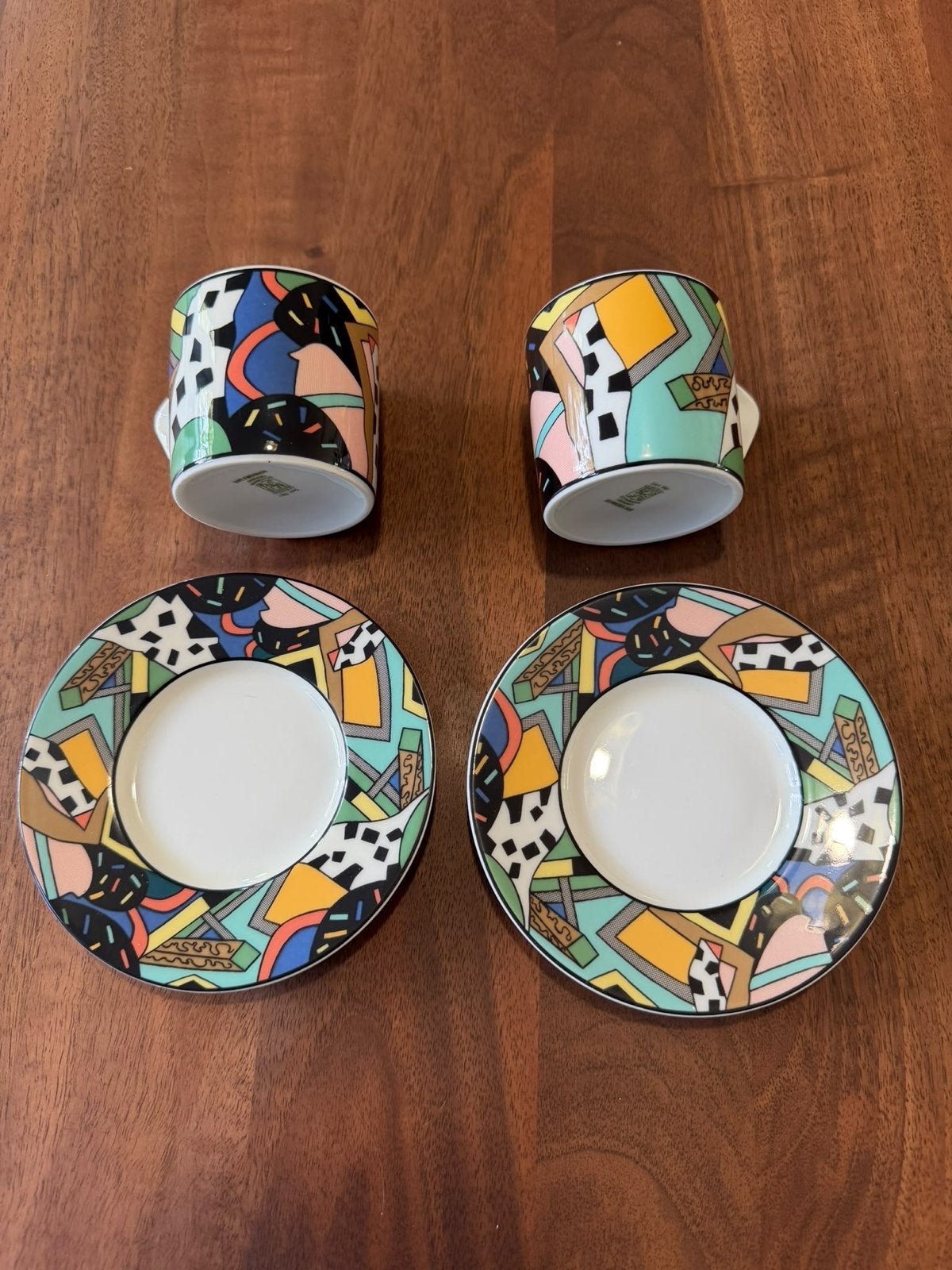 Vintage Kop en Schotel set Schumann Arzberg  - Memphis Stijl, Keramiek, Vintage, Ophalen of Verzenden, Zo goed als nieuw